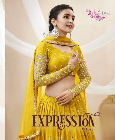 EXPRESSION VOL-1 BY ZEEL GERORGETTE LEHENGA CHOLI MANUFACTURER IN INDIA
